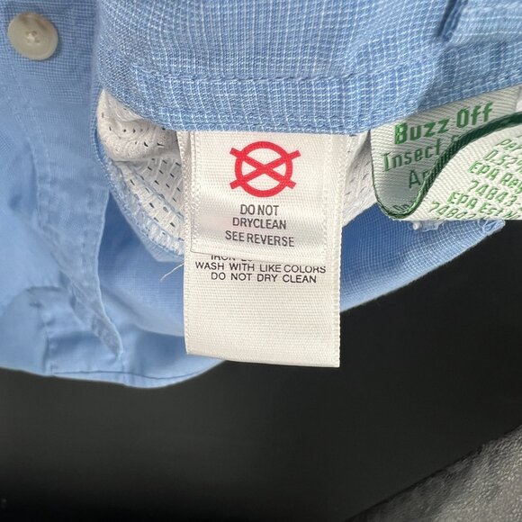 Exofficio Buzz off insect shield vented trail hiking outdoor shirt light blue M - Picture 7 of 12
